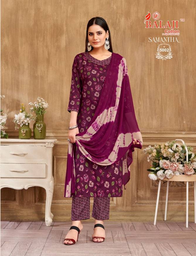 Samantha Vol 5 By Balaji Rayon Printed Kurti With Bottom Dupatta Wholesale Shop in Surat
